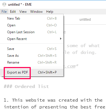 export as pdf