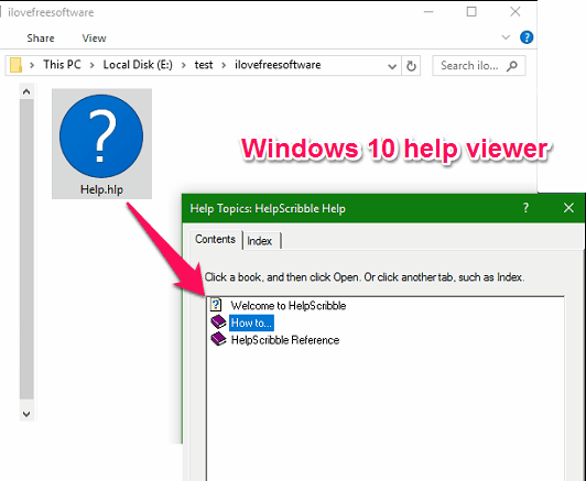 help viewer in Open Windows Help Files in Windows 10