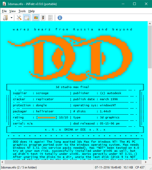 iNFekt free nfo file viewer