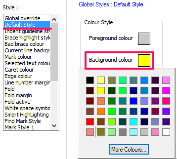 notepad++ choosing bk color