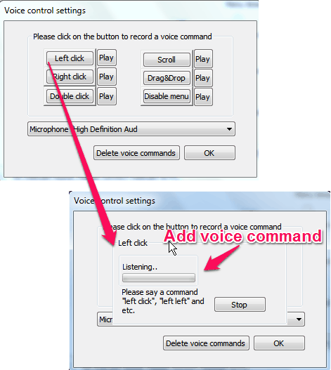 NPointer voice commands saving