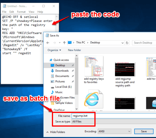 paste code and save the batch file