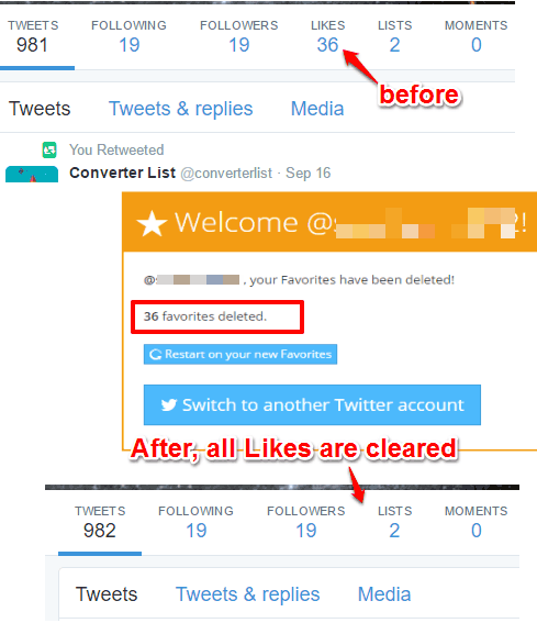remove all your likes from twitter in bulk