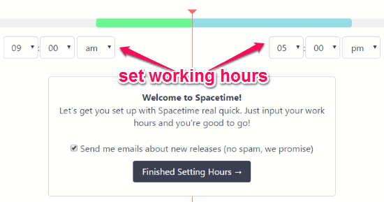 set working hours