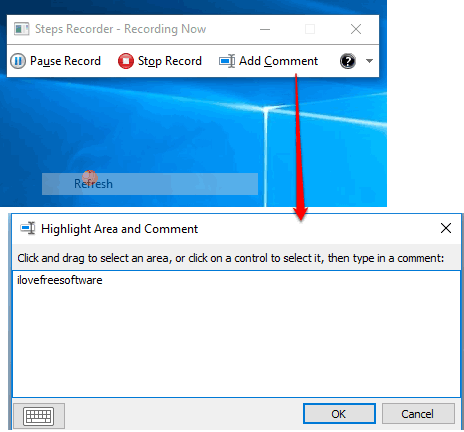 start the recording and add comments