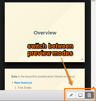 switch between preview modes