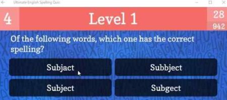 ultimate English spelling quiz level one