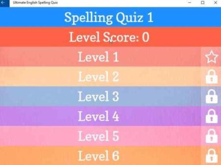 ultimate English spelling quiz levels