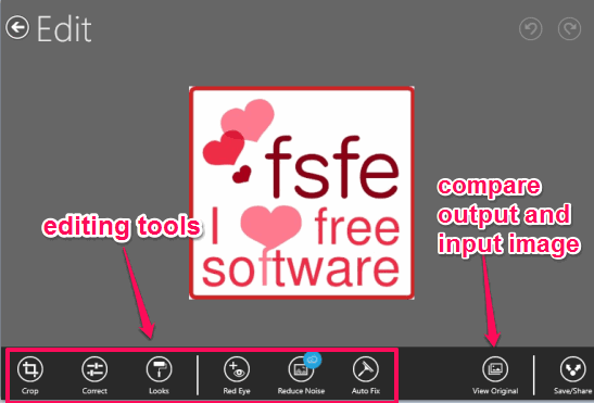 use edit tools and compare input and output image