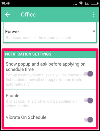 volume scheduler notification in Volume Scheduler App for Android