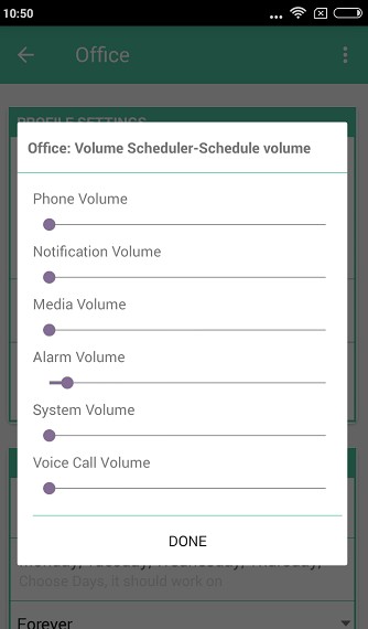 volume scheduler- setting volume level