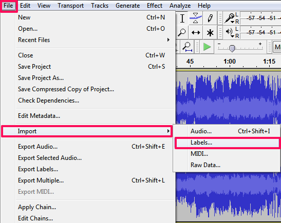 Audacity- importing bookmarks from file