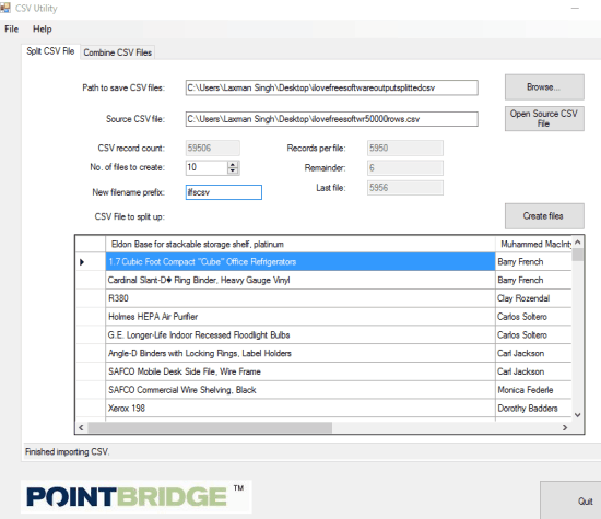 CSV Utility- interface