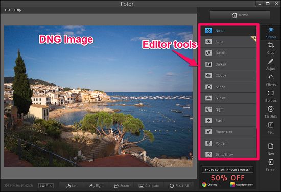 Editting DNG photos in FOTOR