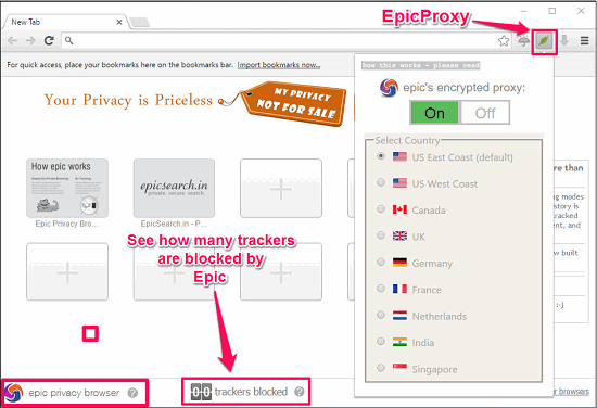 Epic privacy browser
