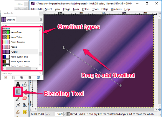 GIMP adding gradient
