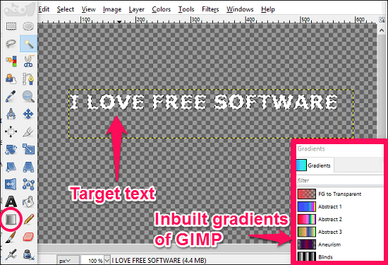 GIMP gradient to text2