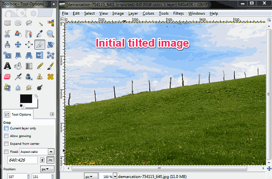 Fixing tilted image using GIMP