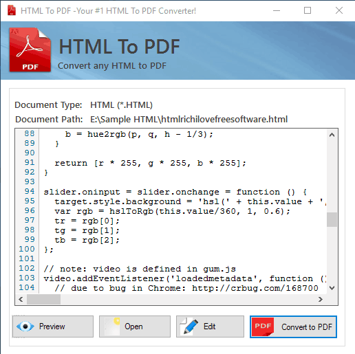 HTML To PDF- interface
