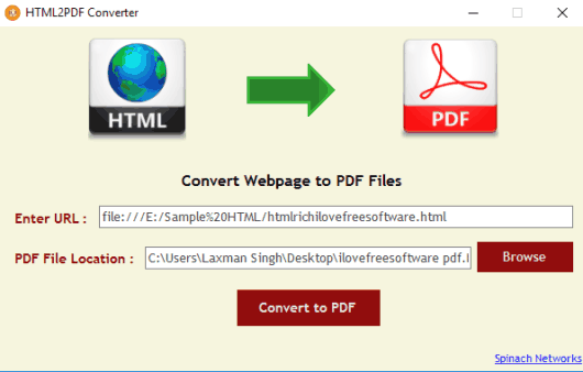 HTML2PDF Converter- interface