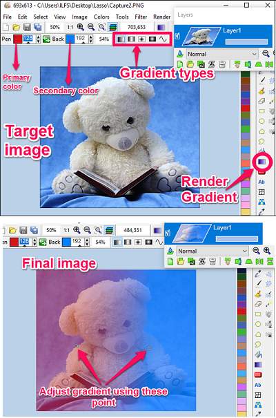 LazPaint -adding gradien to photos