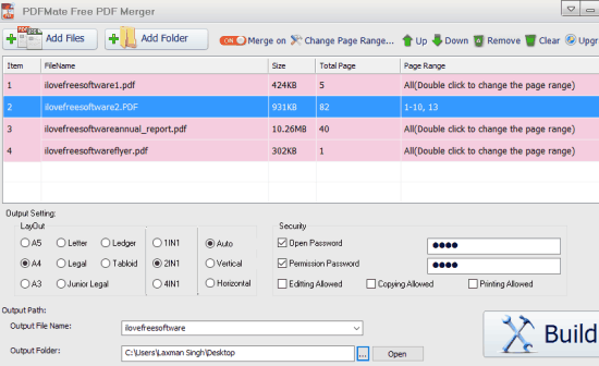 PDFMate Free PDF Merger- interface