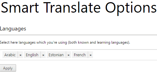 Smart translate options