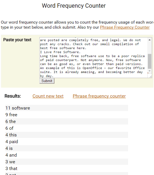Word Frequency Counter Tool