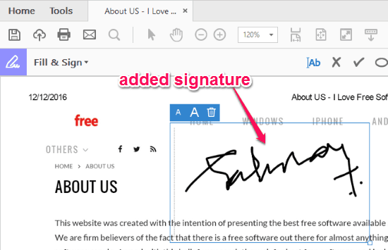 added signature