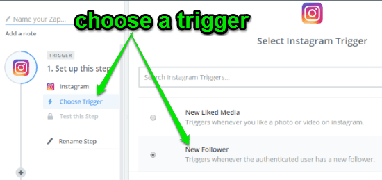 choose a trigger