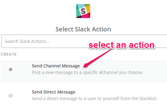 choose slack action