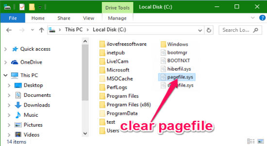 clear pagefile