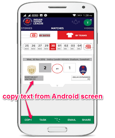 copy text from android screen