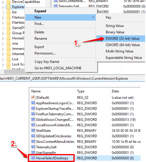 create hoverselectdesktops dword value