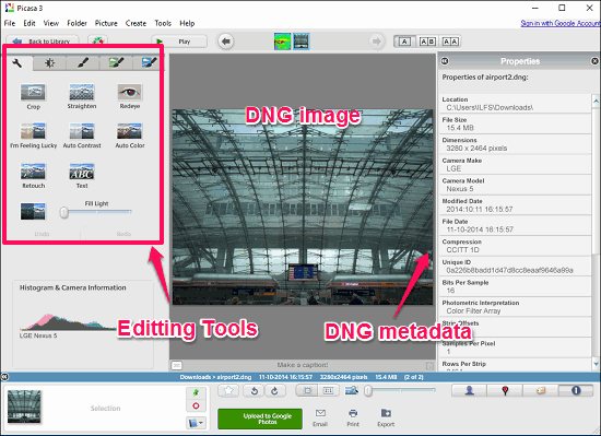 editting DNG in picasa