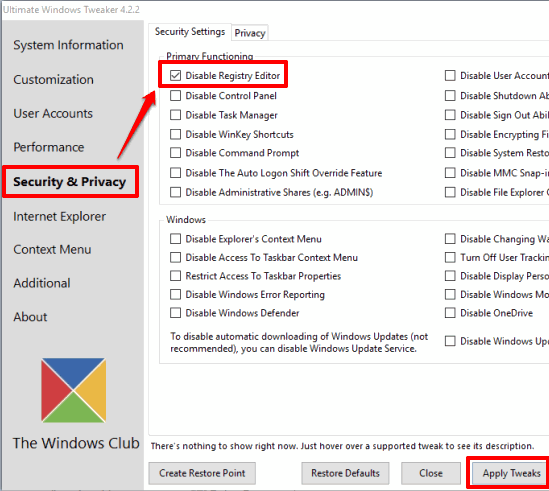 enable the disable registry editor option