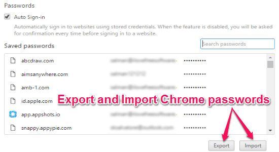 export chrome passwords