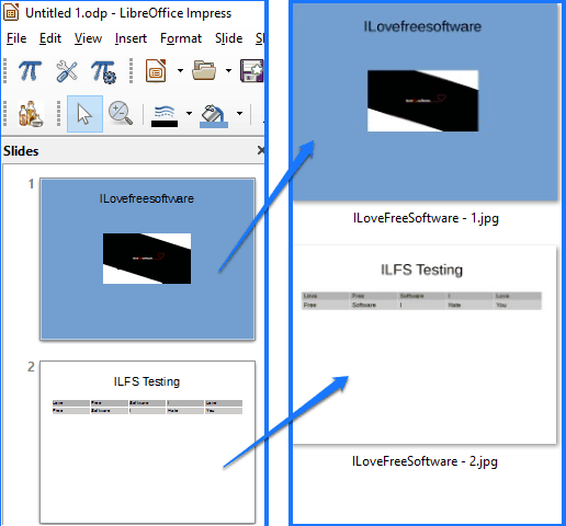 export libreoffice slides as images