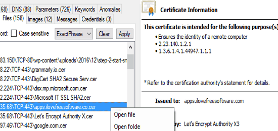 extracted certificate