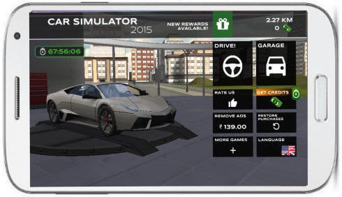 extreme car driving simulator garage main interface