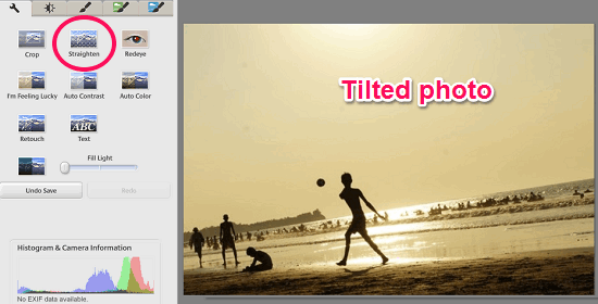 fixing tilted photos using picasa