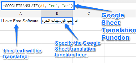 google sheet translation formula
