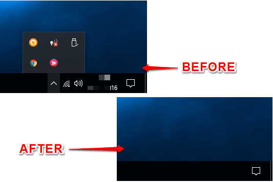 hide system tray icons in windows 10
