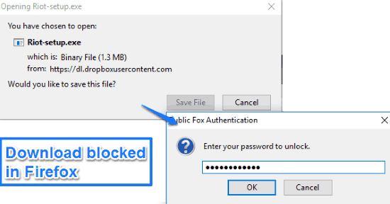 how to password protect firefox downloads