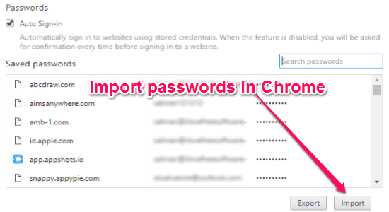 import passwords