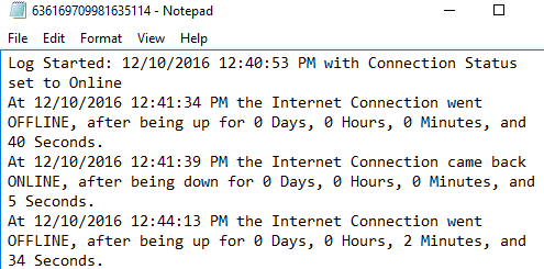 internet connection log
