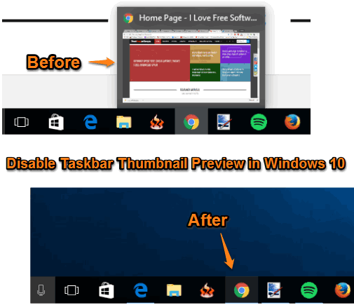methods to disable taskbar thumbnail preview in Windows 10