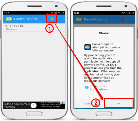 packet capture android packet sniffing app for non rooted device- allow to capture packets