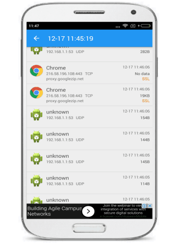 packet capture android packet sniffing app for non rooted device- network traffic captured