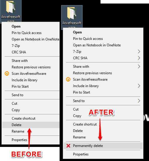 permanently delete added to windows 10 context menu